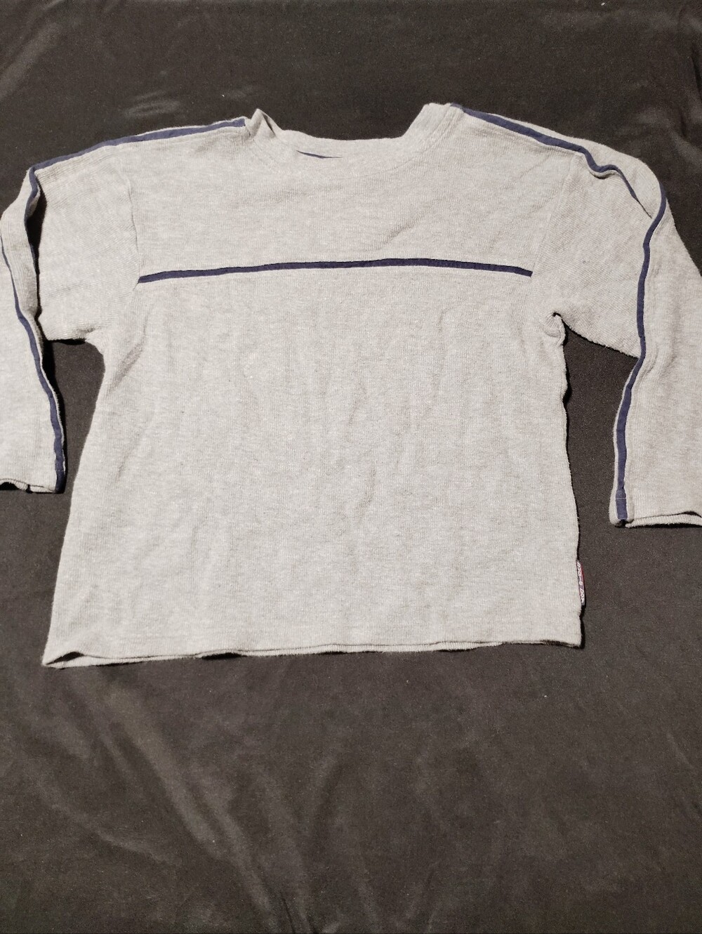 Bugle Boy Light Gray Long Sleeve Tee with Navy Stripe